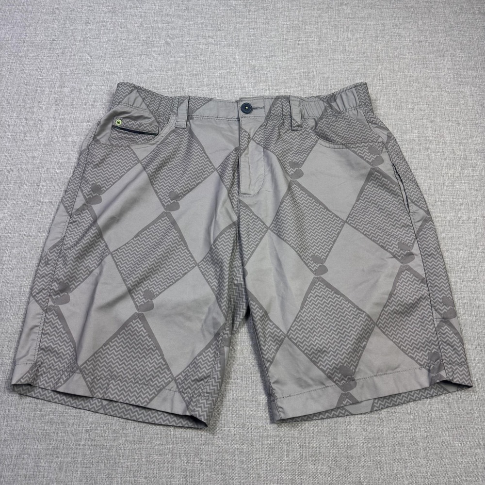 William Murray Argyle Bermuda Golf Shorts Mens 34 Gray Performance 11" Inseam